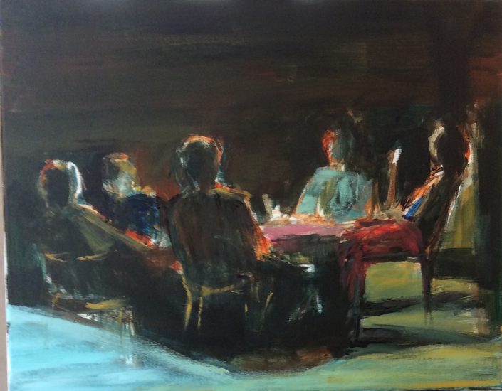 Hommes autour d'une table - Tableau d'après Les Hommes sans loi - Acrylique sur toile